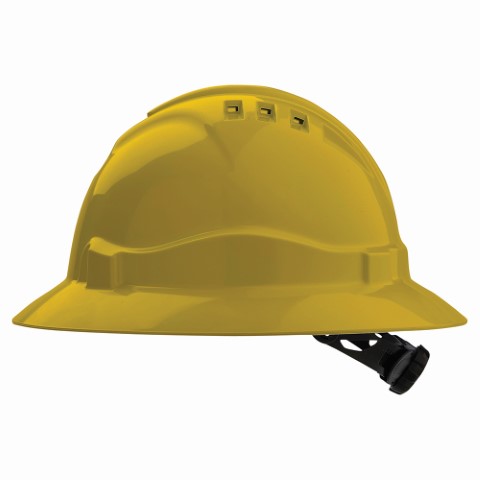 PRO HARD HAT FULL BRIM VENTED RATCHET HARNESS - V6 YELLOW 